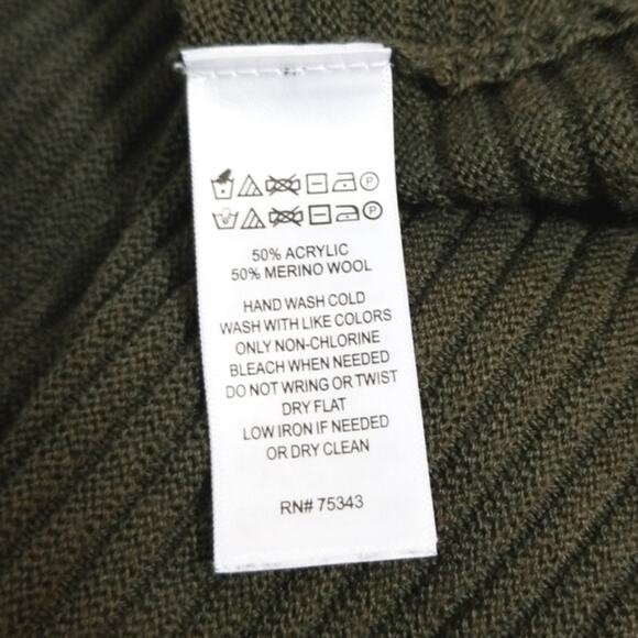Tahari olive high low wool blend ribbed sweater L - Picture 10 of 10
